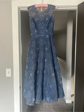 BHLDN Sleeveless Blue Lace Midi Dress